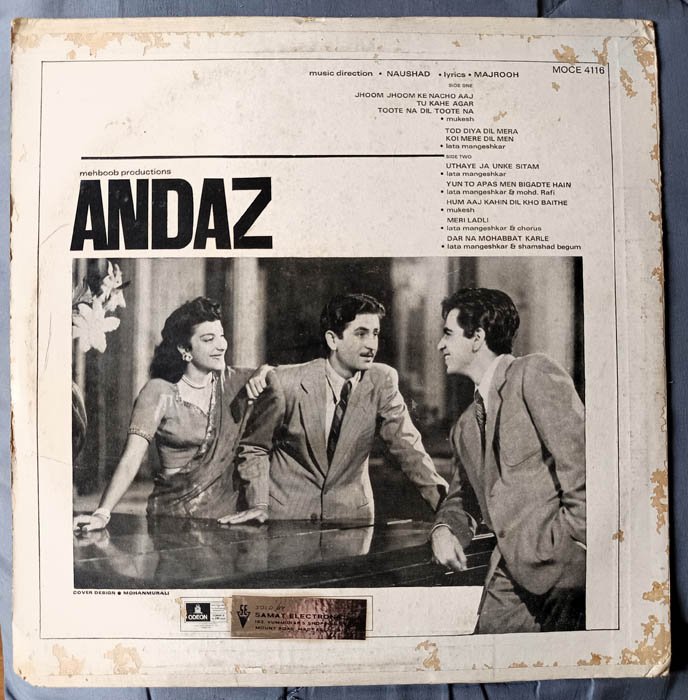 Andaz Hindi Vinyl Records LP By Naushad