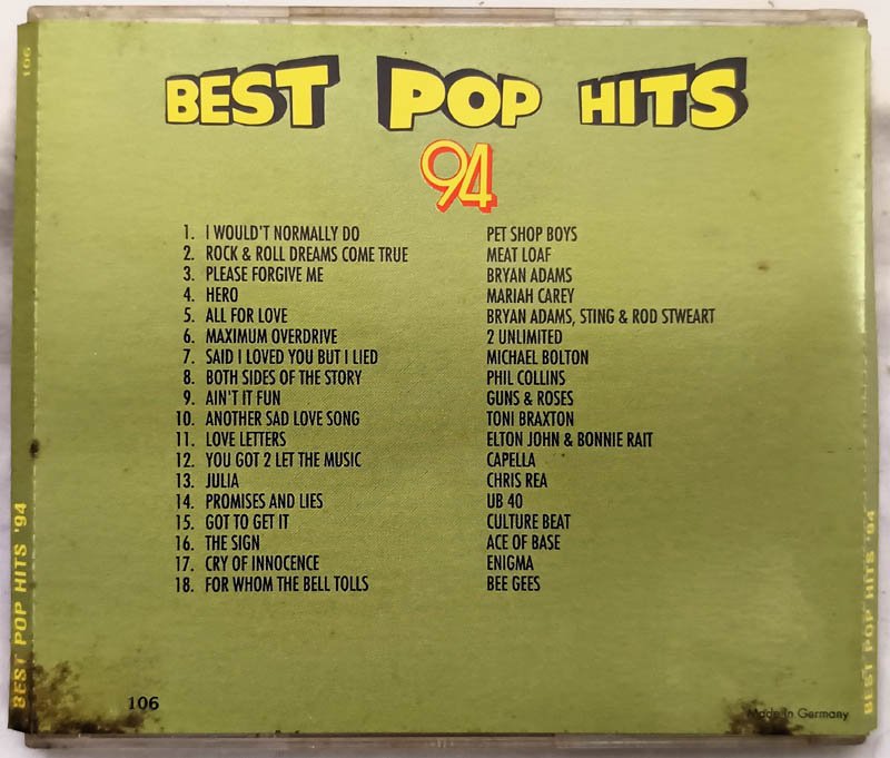 Best Pop Hits 94 Audio Cd