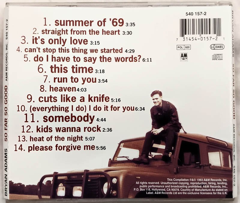 Bryan Adams So Far So Good Audio Cd