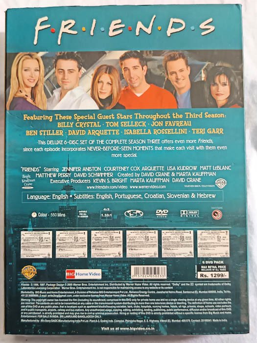 Friends Season 3 English Movie DVD.
