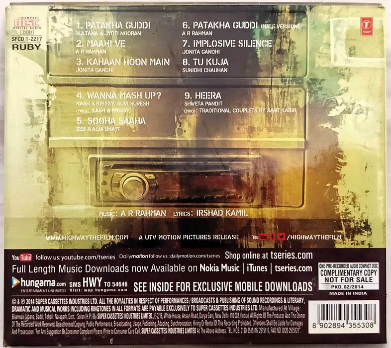 Highway Hindi Audio Cd By A R Rahman