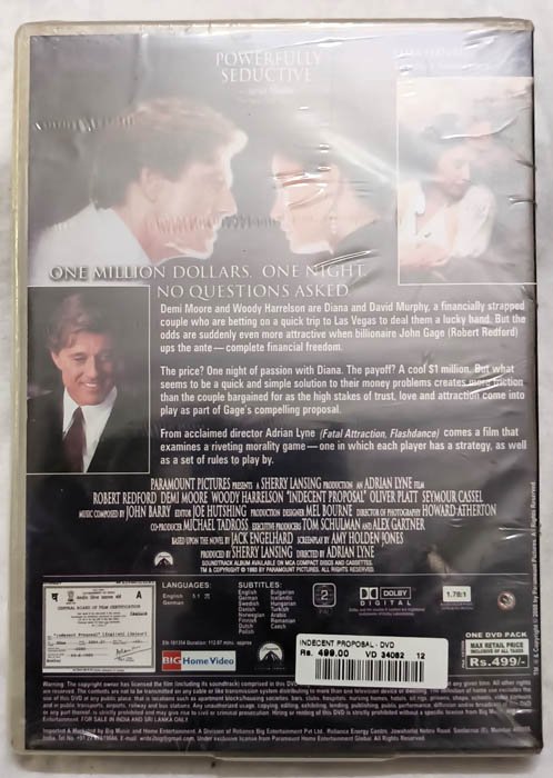 Indecent Proposal English Movie DVD.