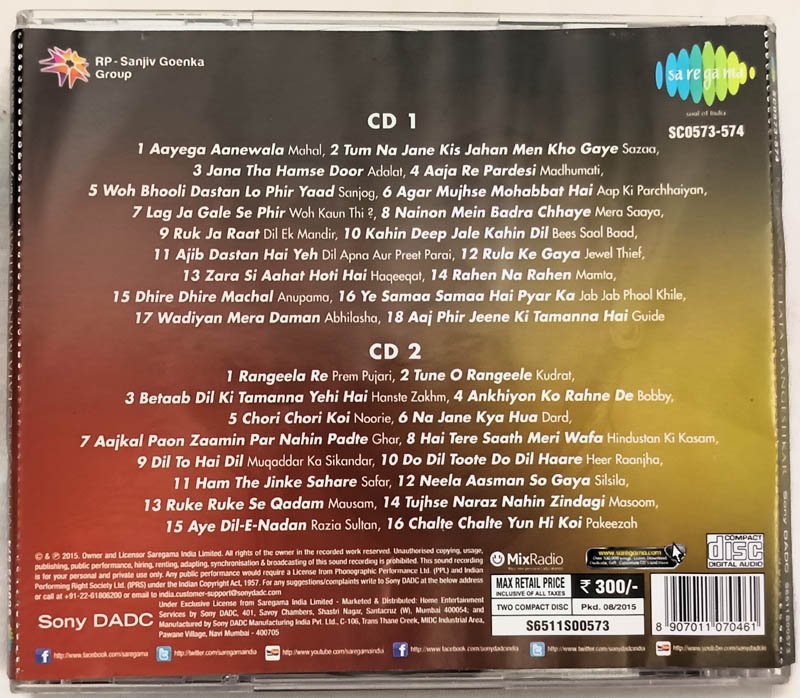 Lata Mangeshkar My Favourites Hindi Audio cd