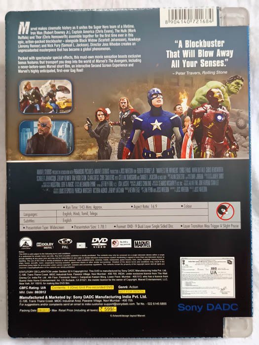 Marvels Avengers Movie DVD.