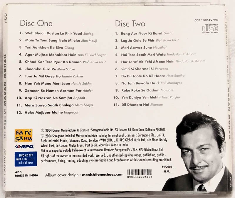 The Magic of Madan Mohan The Melody King Hindi Audio cd