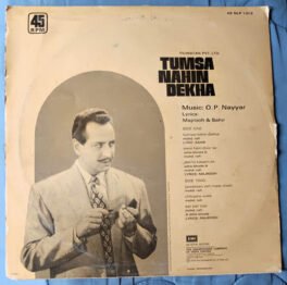 Tumsa Nahin Dekha Hindi Vinyl Record LP By O P Nayyar