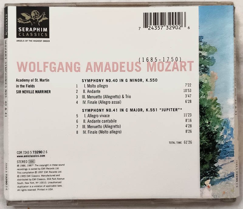 Wolfgang Amadeus Mozart 1685 - 1750 Audio cd.