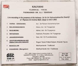 Kalyani Classical Vocal Audio CD By K.J Yesudas
