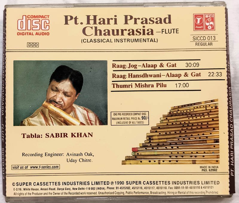 PT Hari Prasad Chaurasia Flute Audio cd.