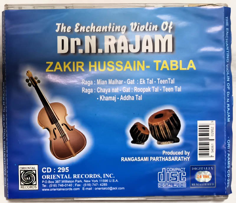 The Enchanting Violin Of Dr. N. Rajam & Zakir Hussain Tabla Audio CD