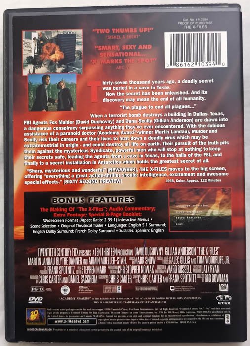 The X Files Fight The Future English Movie DVD