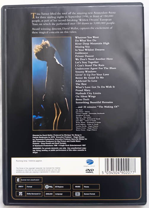 Tina Turner Live in Amsterdam Wildest Deams Tour Audio Cassette