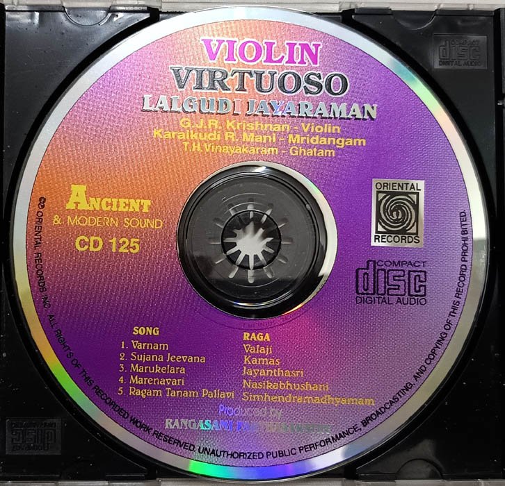 Violin Virtuoso Lalgudi G. Jayaraman Audio CD