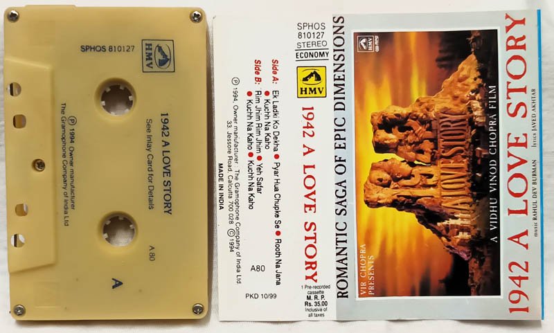 1942 A Love Story Hindi Audio Cassette By A. R. Rahman