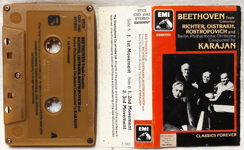 Beethovan Triple Concerto Richter,Oistrakh,Rostopovich Berlin Philharmonic Orchestra Audio Cassette