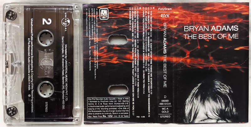 Bryan Adams The Best of Me Audio Cassette
