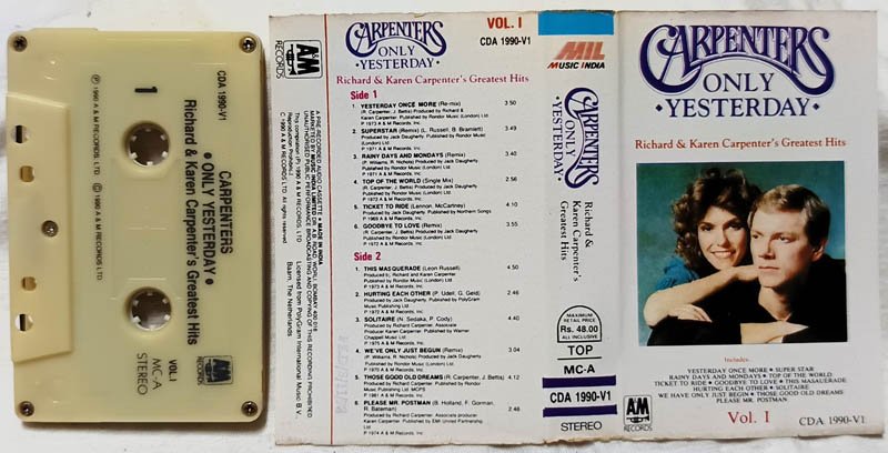 Carpenters Only Yesterday Vol.1 Audio Cassette
