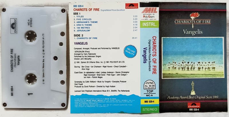 Chariots of Fire Vangelis Audio Cassette