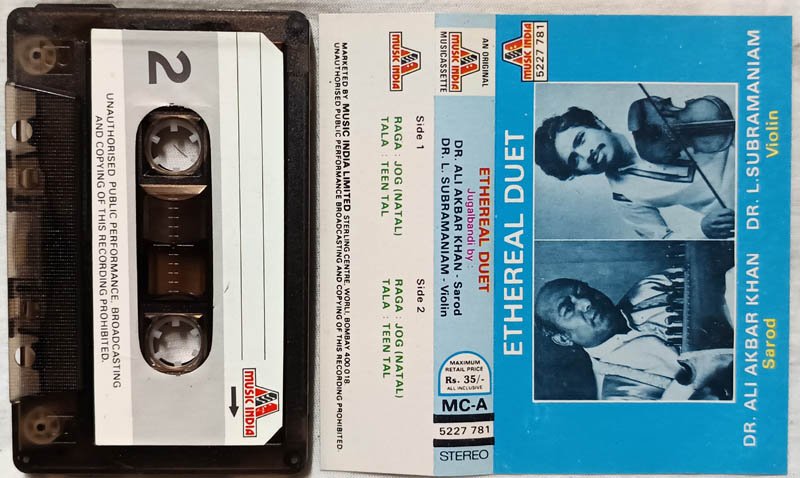 Ethereal Duet Jugalbandi Hindi Audio Cassette By Dr.Ali Akbar Khan-Dr.L.Subramaniam