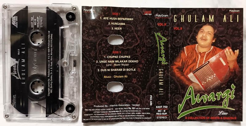 Ghulam Ali Awargi Live Vol.2 Hindi Audio Cassette