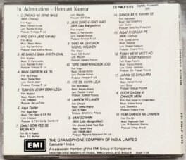 In Admiration Hemant Kumar Hindi Audio cd