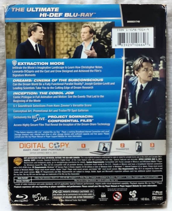 Inception English Movie Blu-Ray Disc.