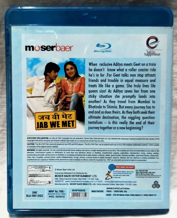 Jab We Met Hindi Movie Dvd.