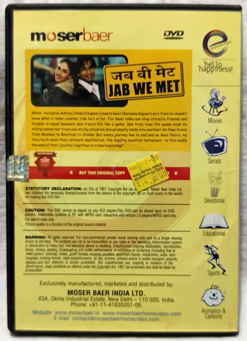 Jab We Met Hindi Movie Dvd...