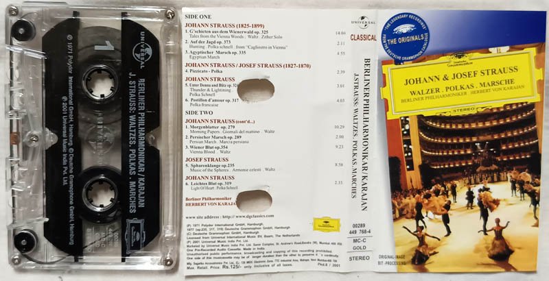 Joann and Josef Straus Walz Polkas Marsche Berlin Philhamonikar Karajan Audio Cassette