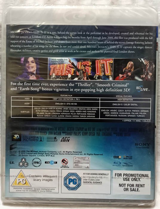 Michael Jacksons This is it English Movie Blu-Ray Disc
