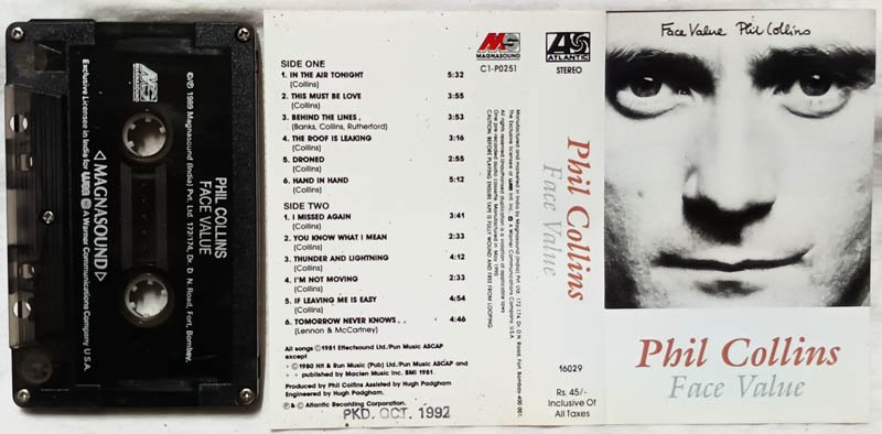Phil Collins Face Value Audio Cassette