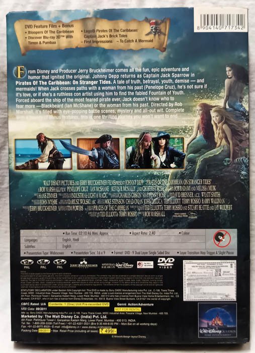 Piratest of the Caribbean Stranger Tides English Movie Dvd