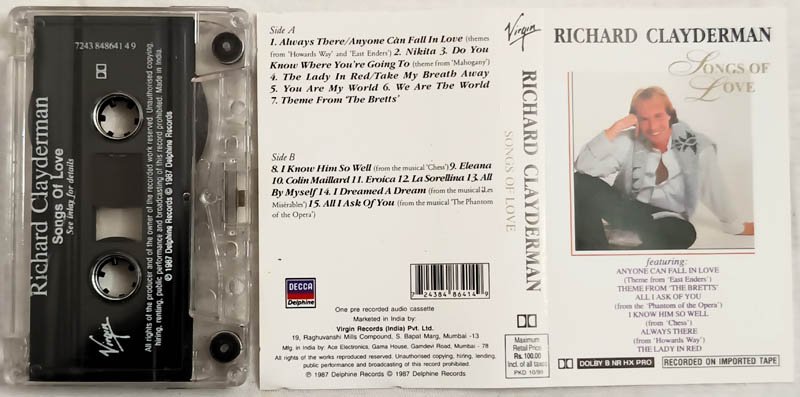 Richard Clayderman Songs of Love Audio Cassette