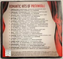 Romantic Hits of Prithwiraj Malayalam Audio cd