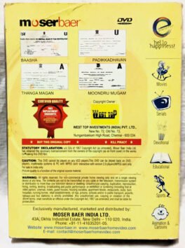 Super Star Rajini Collection Baasha-Padikathavan-Thanga Magan-Moondru Mugam Tamil Movie Dvd