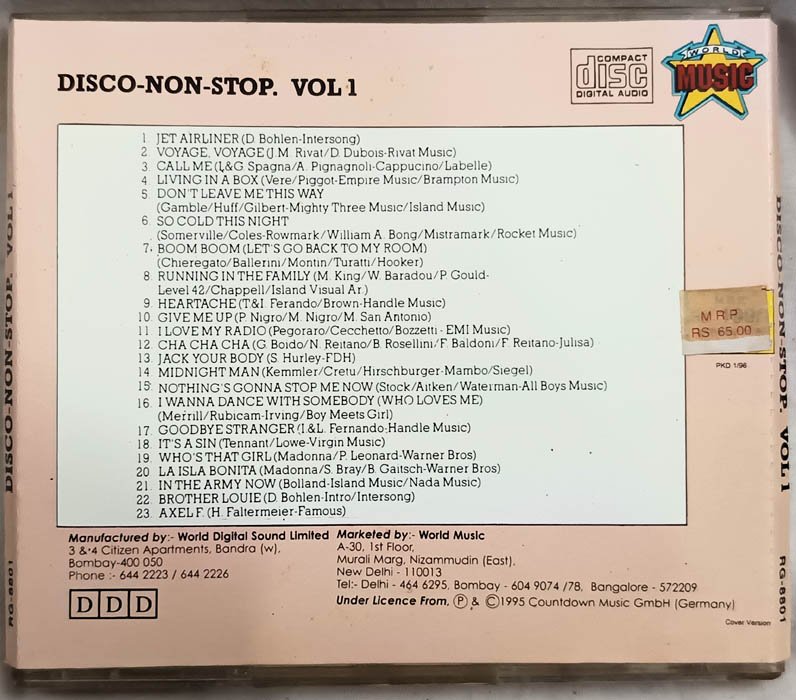 Disco-Non Stop Vol.1 English Audio Cd.