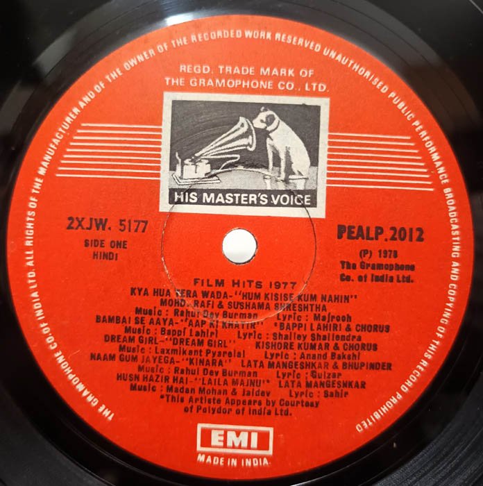 Film Hits 1977 Hindi Vinyl Record LP