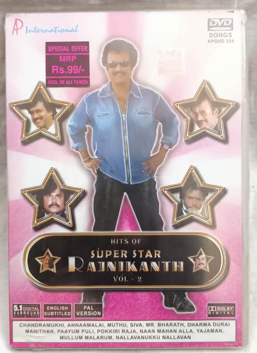 Hits of Super Star Rajnikanth Vol.2 Tamil Movie Dvd