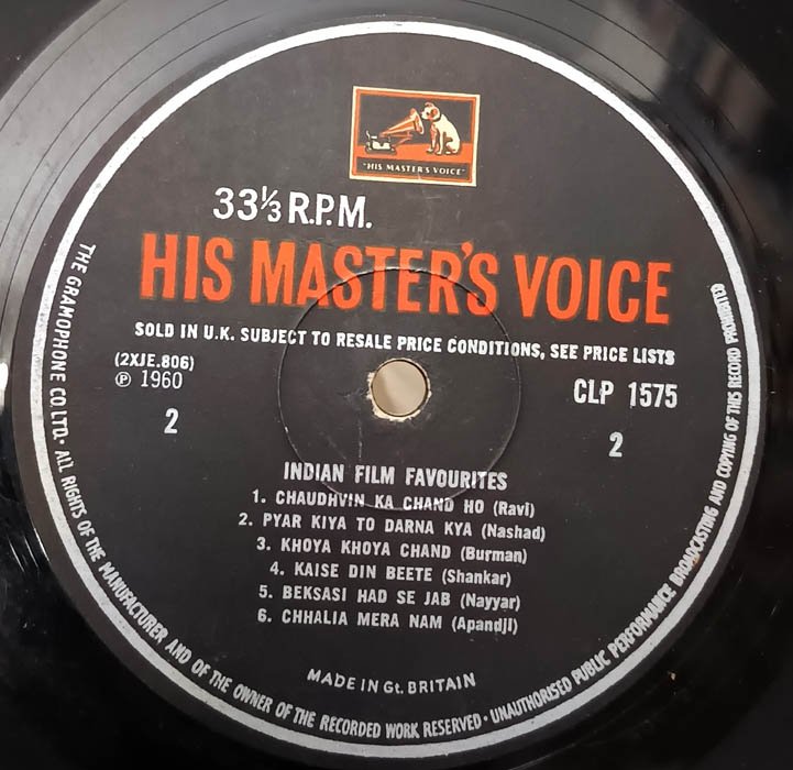 Indian Film Favourites Hindi Vinyl Record LP