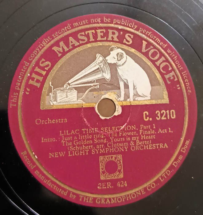 Orchestra Lilac Time selection Part1 78 RPM Record