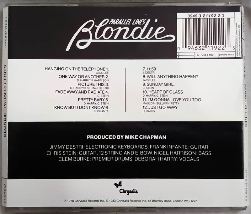 Parallel Lines Blondie English Audio Cd.